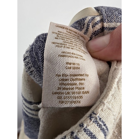 Free‎ People Striped Wide Leg Flare Pants Size 0 Raw Hem High Waist Boho Chic - Picture 9 of 9